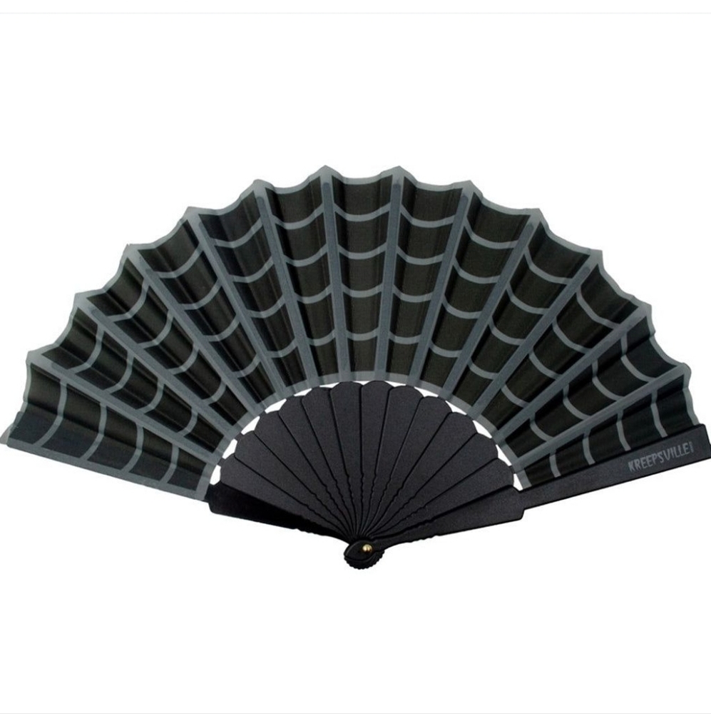 Goth spiderweb fold-up fan